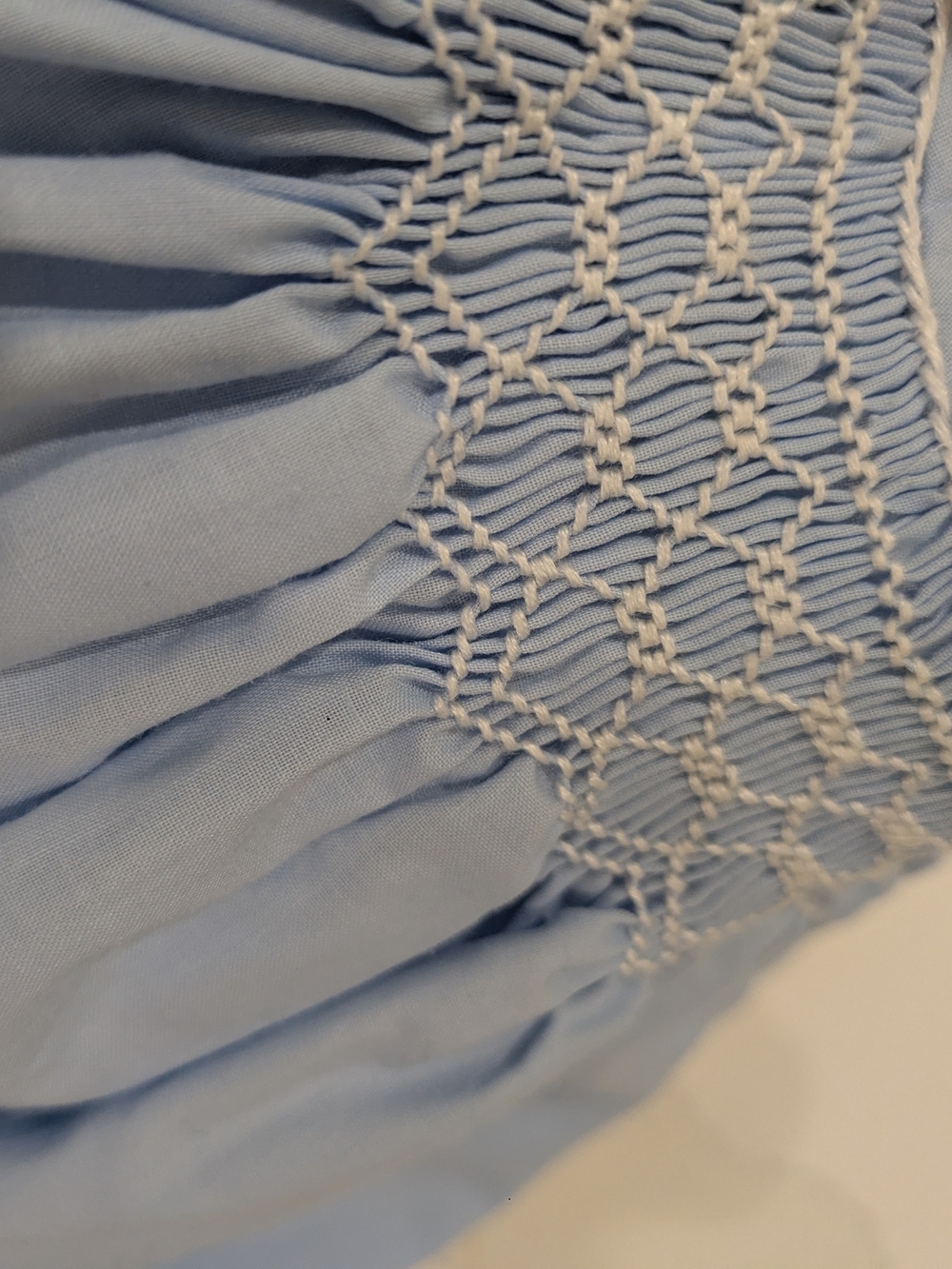 Smocked Light Blue Baby Dress - Picture 4 of 5